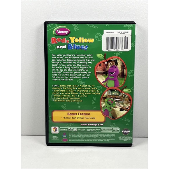 Barney Red, Yellow, and Blue (DVD, 2009) Pre-owned FREE Shipping Canada - Picture 2 of 2